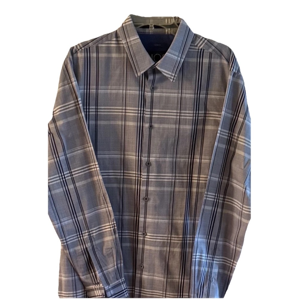 Joseph Abboud Mens Large Dress Shirt Heritage Gray / Blue